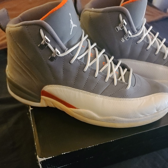 Jordan Retro 12 "Cool Grey" | Shoes | Grey/White/Orange | Size: 11.5 | Sneakers - Picture 7 of 12